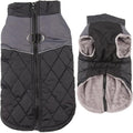Warm Fleece Dog Coats for Medium Dogs,D-Rings Waterproof Puppy Jacket for Cold Winter,Black L