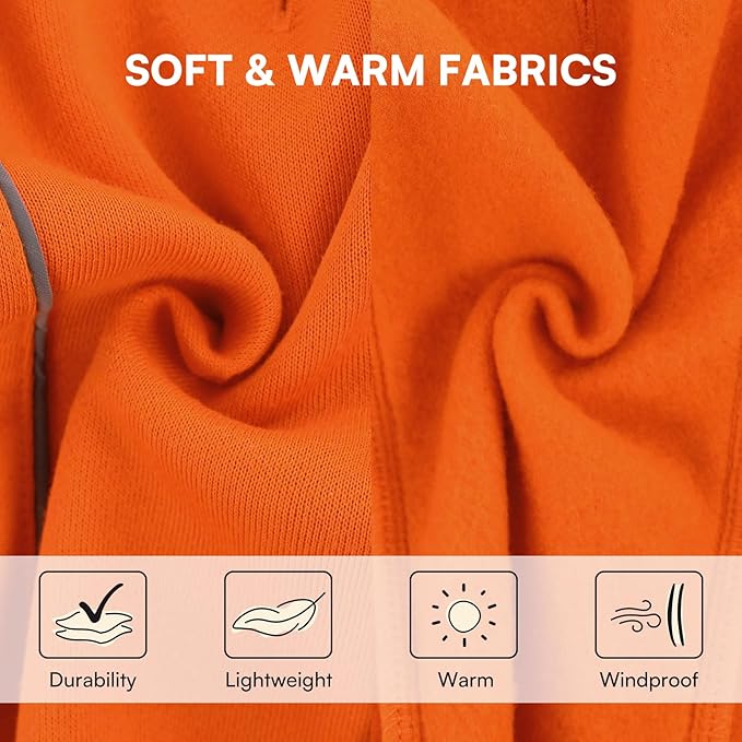 Queenmore Cozy Fleece Dog Sweater Medium, Soft Pullover Dog Sweatshirt, Warm Winter Fleece Jacket with Leash Hole/Reflective Stripes for Small Medium Large Dogs Orange