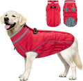 Malier Dog Coat, Reflective Dog Jacket Waterproof Windproof Puppy Cold Weather Coats with Harness Built in, Winter Extra Warm Pet Coat Fleece Vest for Small Large Pets and Puppy (Red, Medium)