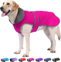 Dogcheer Dog Coat, Waterproof Dog Jacket Reflective Pet Winter Coat with Adjustable Hook & Loop, Christmas Puppy Fleece Jacket Warm Turtleneck Snowsuit for Small Medium Large Dogs - Pink, S