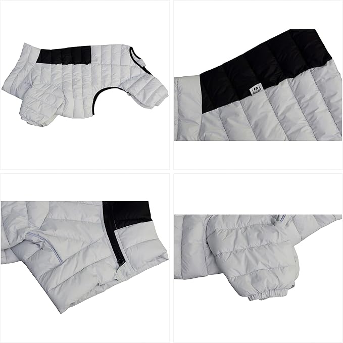 Warm Coat, 4 Legs Covered Waterproof Windproof Reflective Vest, Zippered Adjustable Outdoor Snow Jacket for Small Medium Large Dogs, Off White XXXXL
