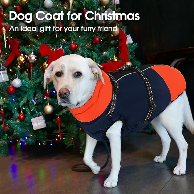 SUNFURA Dog Coat for Small Dogs, Warm Dog Winter Jacket with Harness Built in, Waterproof Pet Snow Jacket Fleece Cold Weather Coats for Puppy Chihuahua, Maltese, Blue XS