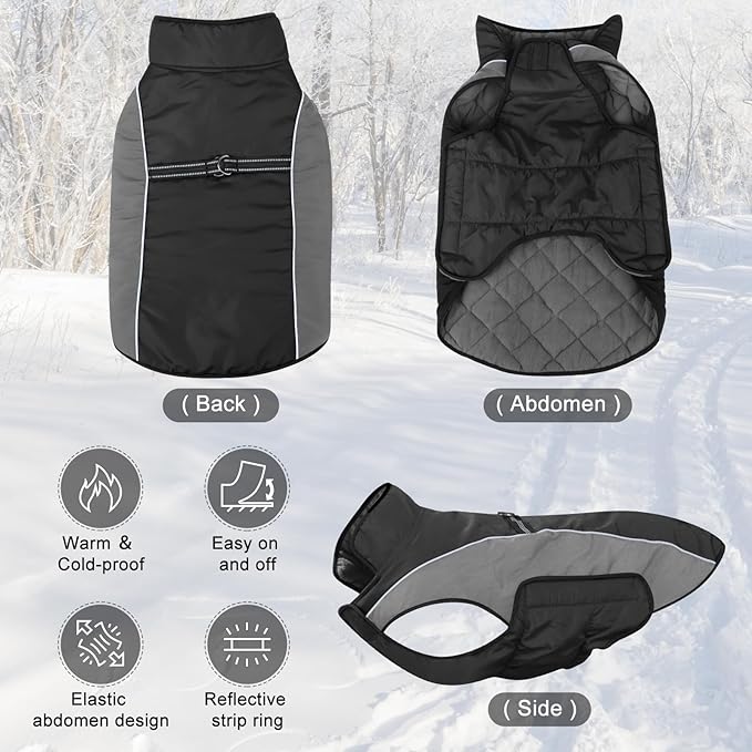 Dog Coat, Water-Resistant Dog Clothes, Warm Fleece Lining Dogs Coats, Winter Windproof Dogs Jackets with Reflective, Pet Vest for Small Medium Large Pets - 1 PCS