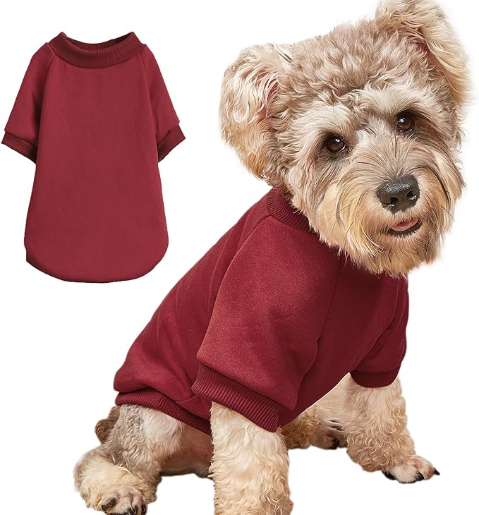 Puppy Sweater for Small Dogs Clothes Warm Winter Cat Clothe Pet Sweatshirt Knitwear Doggie Kitten Clothing, Wine, Large