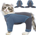 SUNFURA Hair Sticky Cat Clothes, Cat Sweater for Cats Only, 4-Legged Fleece Sweaters Kitten Pajamas Reduce Shedding Fur, Warm Pullover Shirts for Cats, Blue M
