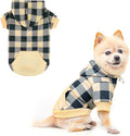 KOOLTAIL Plaid Dog Hoodie Pet Clothes Sweater with Hat and Pocket for Small Medium Large Size Dogs, Soft Winter Warm Dog Cold Weather Coat, Fleece Fall Dog Hooded Sweatshirt for Puppy Cats, Beige SM