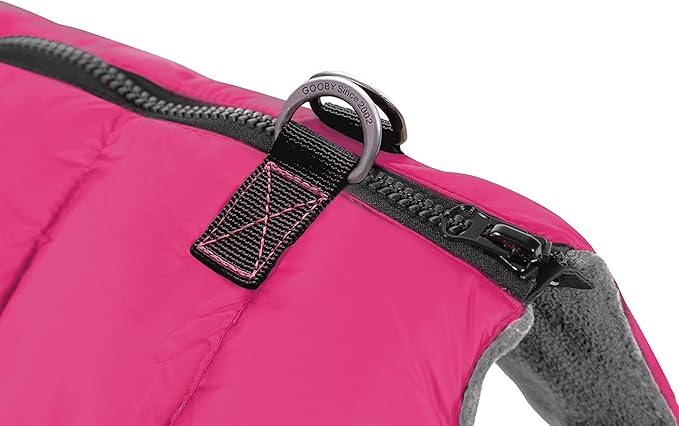 Gooby Padded Vest Dog Jacket - Solid Pink, Large - Warm Zip Up Vest Fleece Jacket with Dual D Ring Leash Water Resistant for Small to Medium Dogs