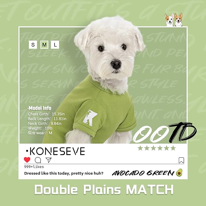 Koneseve Dog Shirts 2 Pack Soft Comfortable Clothes for Small Medium Dogs Brown & Avocado Green 3XL