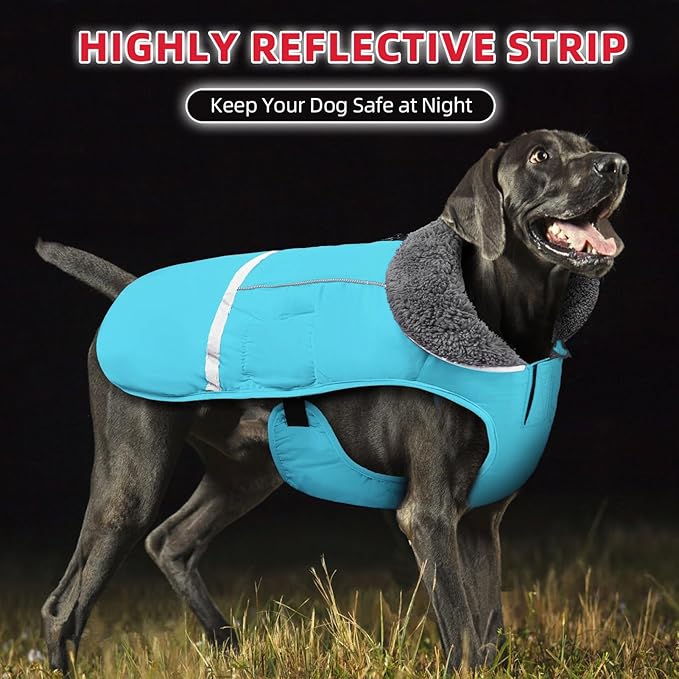 Doglay Dog Coat, Waterproof Dog Jacket Pet Winter Coat for Cold Weather with Thicken Furry Collar, Reflective Puppy Winter Jacket Warm Fleece Lining for Small Medium Large Pets