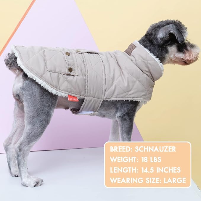 KYEESE Dog Coat Soft Pet Sweater for Cold Weather Waterproof Dogs Jacket with Fleece Lined Thick Cat Clothes with Pocket Windproof Dog Coats for Small Dogs Warm Pet Winter Puffer Coat with Leash Hole