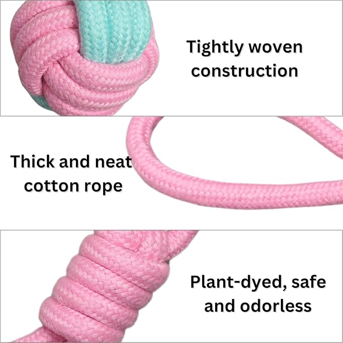 2ME Puppy Rope Toys for Teething and Chewing - Set of 4 Natural Cotton Tug of War Rope for Dogs of All Breeds and Sizes