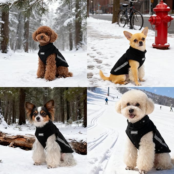 EXPAWLORER Dog Fleece Vest Jacket Sweater for Small Medium Large Dogs, Cold Weather Winter Coat Hoodie with Leash D-Ring and Zipper, Reflective Warm Sleeveless Puppy Clothes for S M L Boys Girls Cats