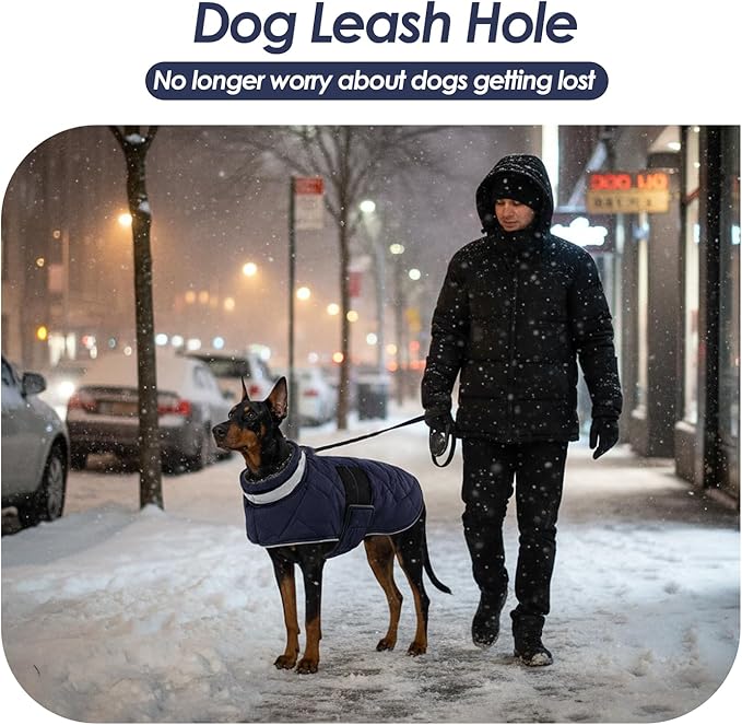 Dog Winter Coat Warm Padded Puppy Jacket Windproof Water Resistant Clothes for Small Medium Large Pets Christmas Sweater Outfit Vest(DarkBlue, S)