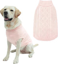 Mihachi Turtleneck Dog Sweater - Winter Coat Apparel Classic Cable Knit Clothes with Leash Hole for Cold Weather, Ideal Gift for Pet in New Year Rosy Large