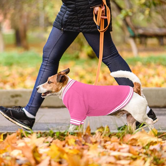 Dog Sweaters for Large Dogs, Brushed Fleece Dog Sweater Baseball Jacket Large Pet Sweater Clothes Soft Warm Boy Girl Pet(Pink-L)