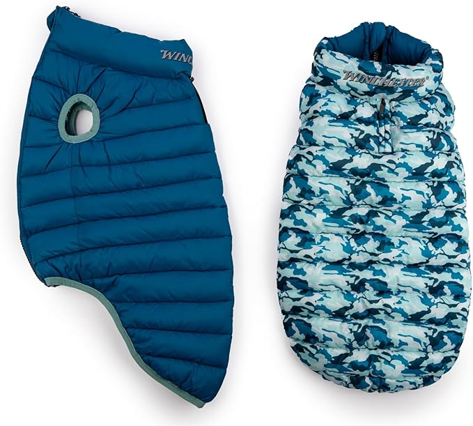 Winchester Pet Premium Reversible Dog Puffer Vest, Blue, Large