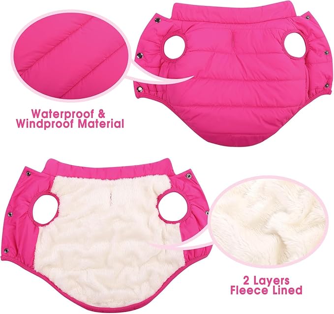 ASENKU Dog Winter Coat - Waterproof Windproof Dog Jacket, Warm Snowproof Doggie Puffer Vest for Cold Weather, Lightweight Snow Coats for Small Medium Large Dogs (Pink, 2XL)