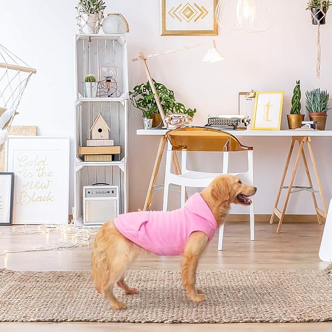 EXPAWLORER Dog Hoodie Fleece Sweater Vest, Hooded Dog Sweatshirt Fall Winter Pet Clothes with Leash Ring, Sleeveless Warm Cozy Puppy Clothing for Cat Small Medium Large Dogs Girl Boy, Pink M