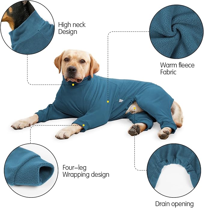 Dog Winter Coat for Small Medium Large Dog Run Walk Sleep Pet Warm Fleece Sweater & Windproof Pajamas Snow Jacket 2XL Turquoise