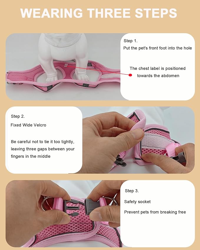 XXXS Red Soft Mesh Dog Harness and Leash Set,No Escape Puppy Harnesses for Training Walking， Reflective Adjustable Puppy Vest for Small Medium Dogs, Cats (Red, XXXS)