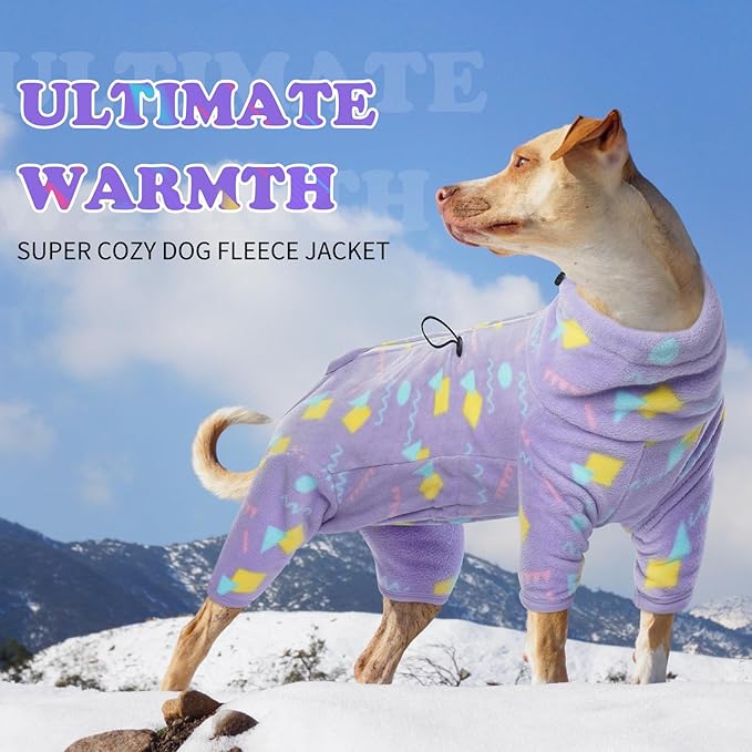 ROZKITCH Fleece Dog Jumpsuit, Pet Windproof Warm Cold Weather Jacket Vest with Luminous Zipper, Jumpsuit Apparel Outfit Clothes for Large Giant Dog Geometry 4XL