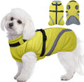 BRKURLEG Dog Winter Jackets for Small Dogs, Dog Coat with Harness Built in, Dogs Snowsuits with Zipper, Waterproof Windproof Pet Puffer Jacket Fleece Vest for Shih Tzu, Maltese, Green S