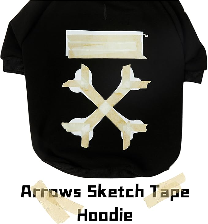 ChoChoCho Woof Dog Hoodie, Designer Dog Hoodies for Small Medium Large Breeds, Art Collection Dog Sweatshirts, Street Drawstring Hoodies Outfit Clothes for Puppy Puppies (4XL, Tape Arrows)