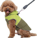 Detachable Hooded Dog Coat with Harness for Small Dogs,Super Warm Fleece Puppy Jacket for Cold Winter Doggie Coats,Green XS