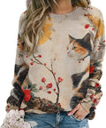 Womens Long Sleeve Tops Y2k Japanese Art Print Sweatshirts Fall Pullover for Women Crewneck Vintage Shirts Boho Tops