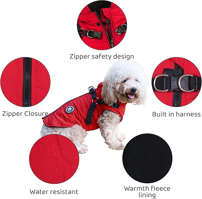 Norbi Winter Dog Jacket with Built-in Harness, Adjustable Warm Coats for Small to Large Dogs, Perfect for Cold Weather