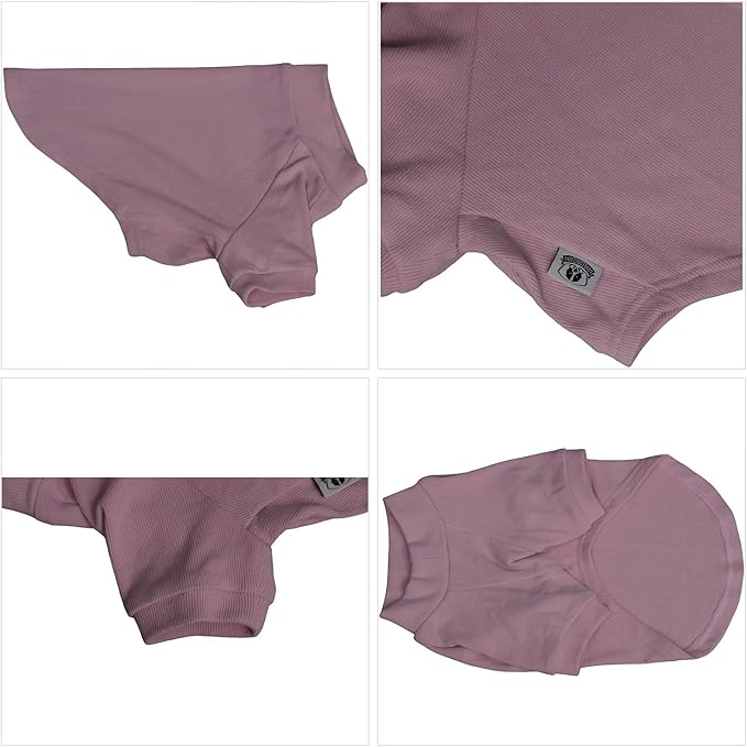 Lovelonglong Ribbed Dog T-Shirt Cotton Knitted Dog Sweaters for All Season Pet T-Shirts for Large Medium Small Dogs Light Pink 2XL