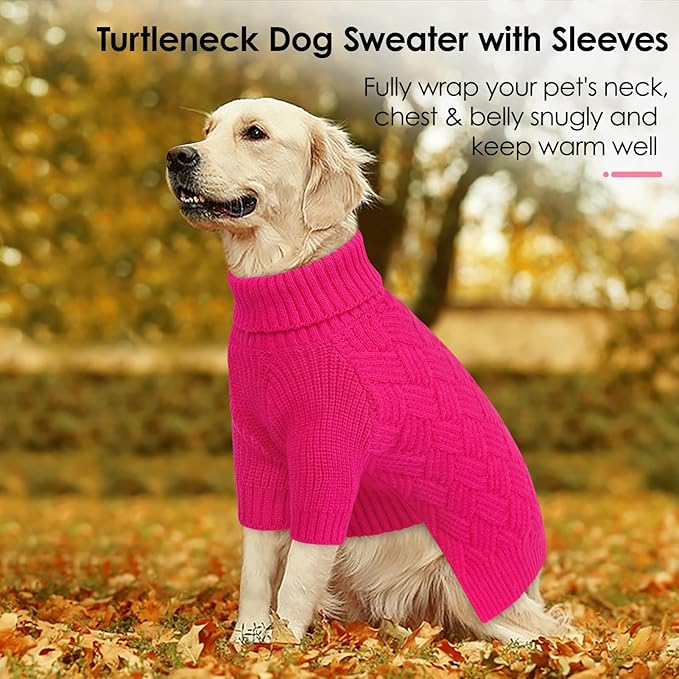AOFITEE Small Dog Sweater, XS Sweaters for Dogs, Warm Dog Christmas Sweater, Dogs Winter Sweaters for Puppy, Turtleneck Thick Puppy Sweatshirt Female Male for Yorkie, Chihuahua (Rose Red, XSmall)