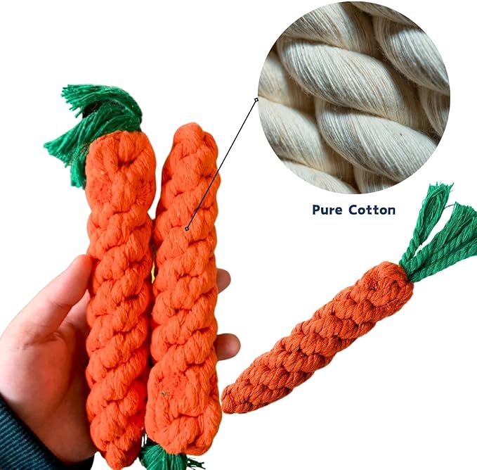 2ME 3 PCS Carrot Dog Rope Toys for Dogs, Durable Chew Toys for Aggressive Chewers, Entertainment and Interaction, Teeth Cleaning and Chewing, All-Cotton
