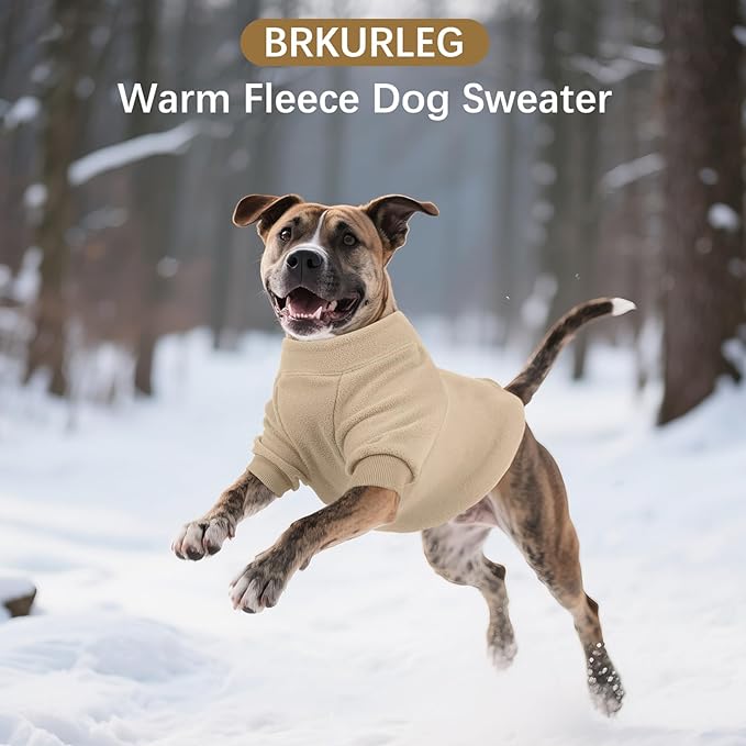 BRKURLEG Dog Sweater, Turtleneck Thick Dogs Sweatshirts Fleece Sweater, Dog Winter Coat for Small Medium Large Dogs, Pet Warm Sweaters with Zipper, Pullover Jacket with Sleeve (Light Coffee, L)