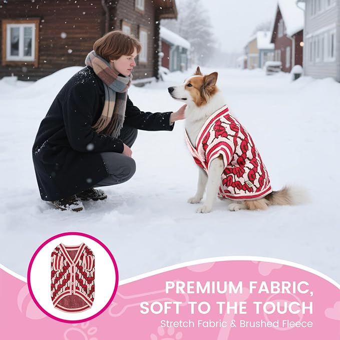 Pet Sweaters for Dogs Boys and Girls, Dynamic Letter Patterned Dog Sweater,Dog Cardigan,Pet Clothes,Pet Knitted Clothing,Fit for Different Seasons and Kinds of Dogs (Pink M)