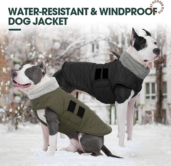 Kuoser XXXL Giant Dog Coat | Great Dane -20°C Arctic Jacket - Adjustble Hook Loop & Full Belly Wrap