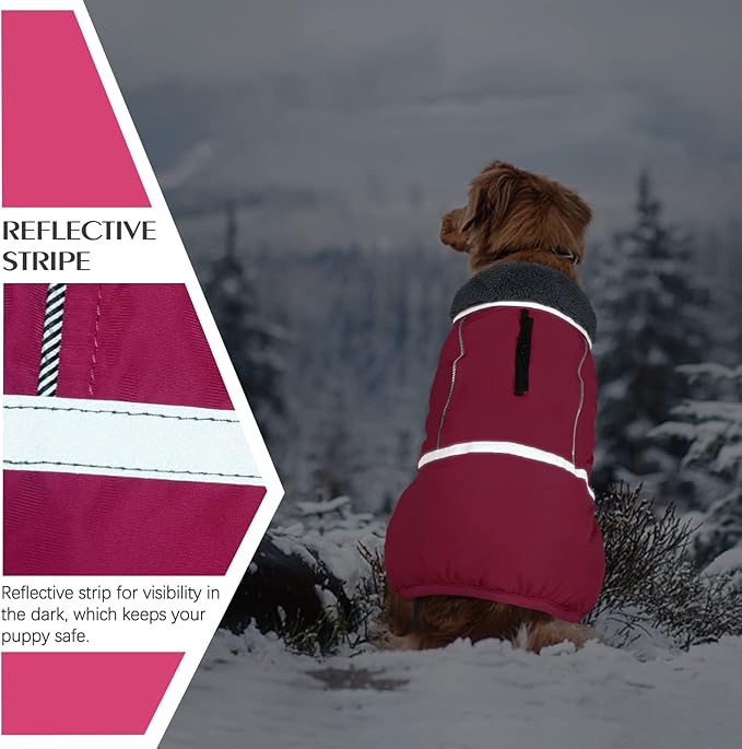 QBLEEV Warm Dog Coat Reflective Dog Jacket, Waterproof Dog Winter Coat Turtleneck Dog Clothes for Cold Weather, Thick Fleece Dog Snowsuit Christmas Dog Vest Pet Apparel for Small Medium Large Dogs 3XL