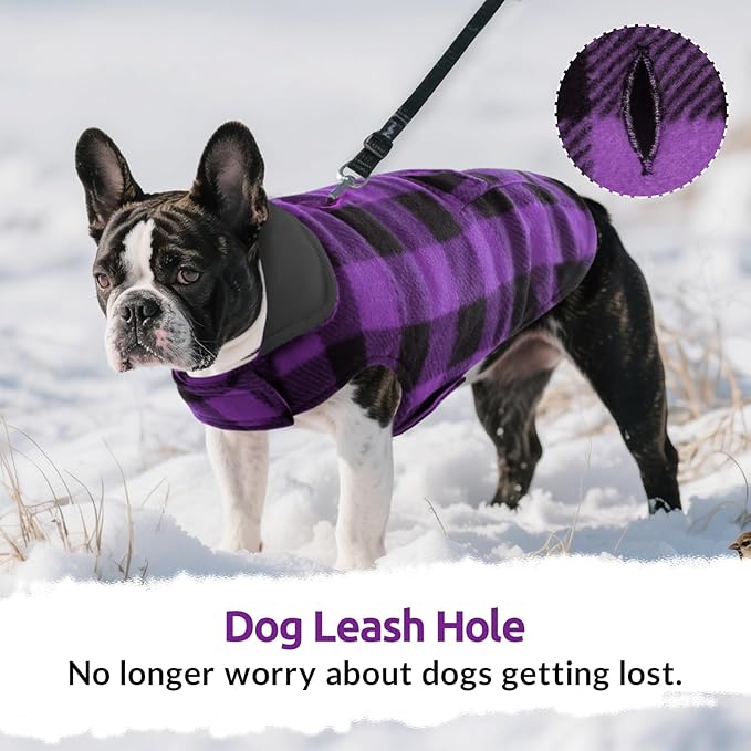 ASENKU Dog Jacket Plaid Reversible Reversible Dog Vest Waterproof Cold Winter Clothes Pet Apparel for Small Medium Large Dogs (L, Purple)