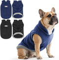 Idepet 2 Pack Dog Fleece Vest Sweater Warm Pullover Jacket with D-Ring Leash Reflective Winter Coat Hoodie for Puppy Cat French Bulldog Pug Chihuahuas Yorkies Dachshunds(Black&Blue,Medium)