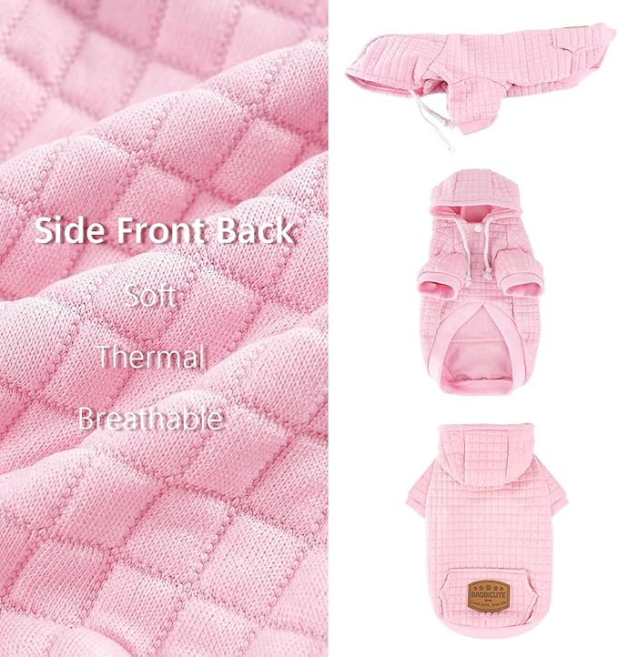 2 Pack Dog Hoodie Sweaters for Small Medium Dogs Warm Dog Clothes for Large Dogs Soft Waffle-Like Laminated Sweatshirt Bulldog (Pink, XL (Back: 23.5",Chest: 32.5", Neck: 21"))