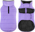 Dog Winter Coat, Waterproof Dog Jacket with Leash Hole, Reflective Adjustable Pet Snow Vest, Warm Fleece Sweater for Small Medium Large Dogs - Light Purple, S