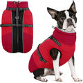 SUNFURA Dog Coat for Small Dogs, Warm Dog Winter Jacket with Harness Built in, Waterproof Pet Snow Jacket Fleece Cold Weather Coats for Puppy Chihuahua, Maltese, Red XS