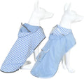 MAMORE Dog Raincoat Reversible,Waterproof Dog Rain Coat Hooded Slicker Poncho with Reflective Strip, Plaid Double Layer Rain Jacket for Small Medium Large Dogs (Light Blue, Medium)
