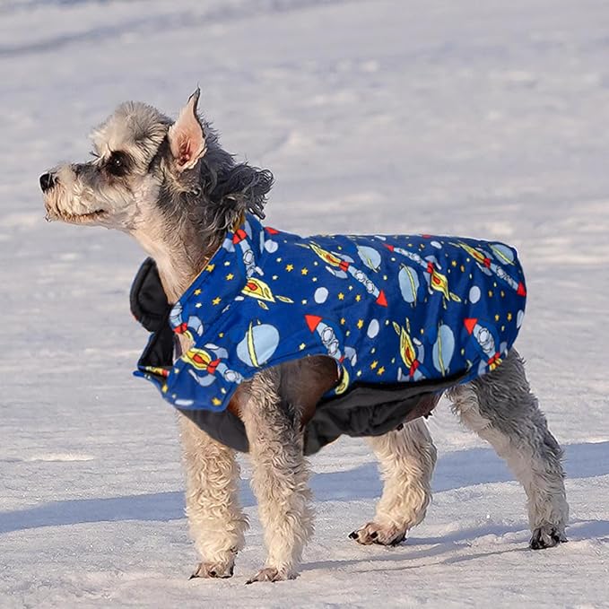 CuteBone Winter Dog Jacket - Reversible, Windproof, Soft & Thick Cold Weather Coats for Small to Large Dogs with Leash Hole