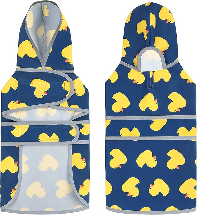 Dog Raincoat Hooded,Waterproof Rain Coat for Dogs with Adjustable Belly Strap,Reflective Strips, Lightweight Slicker Poncho Rain Jacket for Small Medium Large Dogs