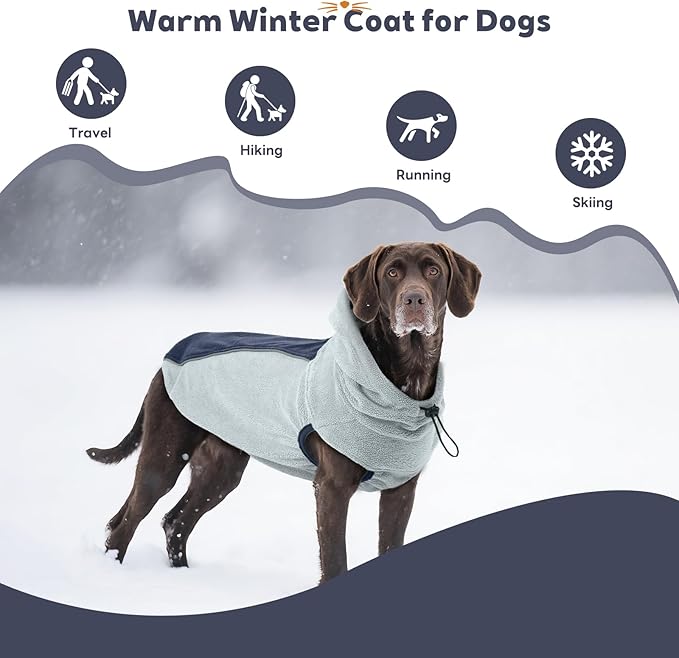 IECOii XXL Soft Fleece Dog Sweater, Stretchy Large Dog Sweater Vest with Leash Hole, Warm Dogs Fall Winter Hoodie for Indoor & Outdoor, Safety Reflective Great for Night Walks, Pitbull, Blue, XXL