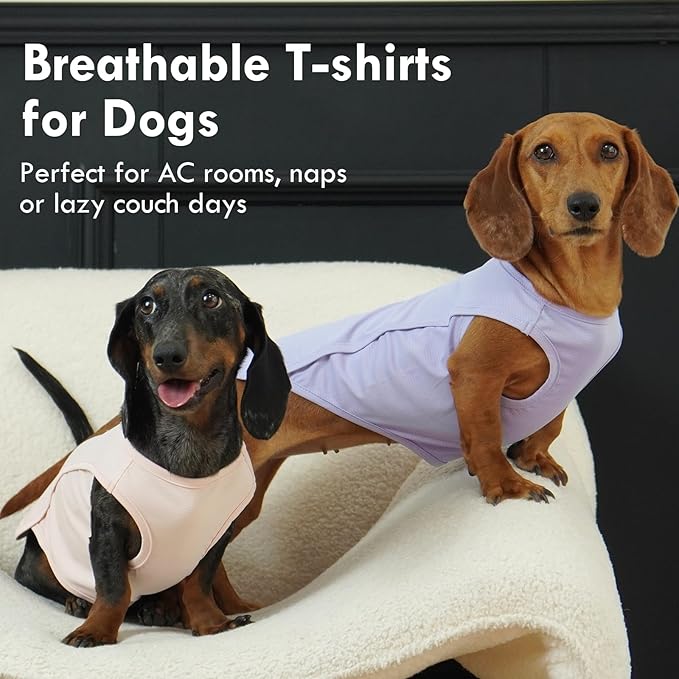 2 Pack Summer Dog Shirt, Quick Dry Cooling T-Shirts for Large Dogs, Sun Protection Breathable Vest, Durable Regulate Temperature Dog Clothes, Purple+Pink, 4XL