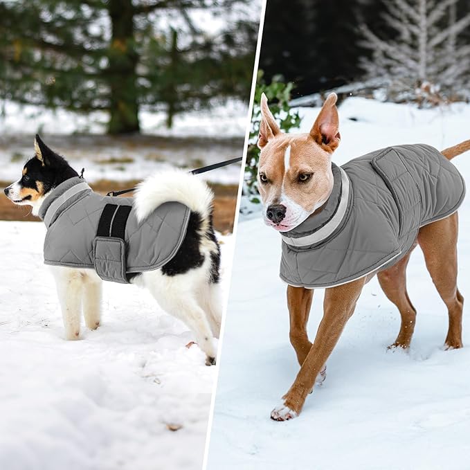 Dog Winter Coat Warm Padded Puppy Jacket Windproof Water Resistant Clothes for Small Medium Large Pets Christmas Sweater Outfit Vest(Grey, 3XL)