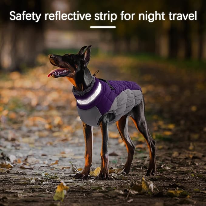 Dog Winter Jacket Cozy Reflective Waterproof Windproof Warm Pet Garment,Comfortable Cold Weather Fleece Apparel Outfits with Zipper Closure for Small Medium Large Dogs Puppy Walking,XXX-Large