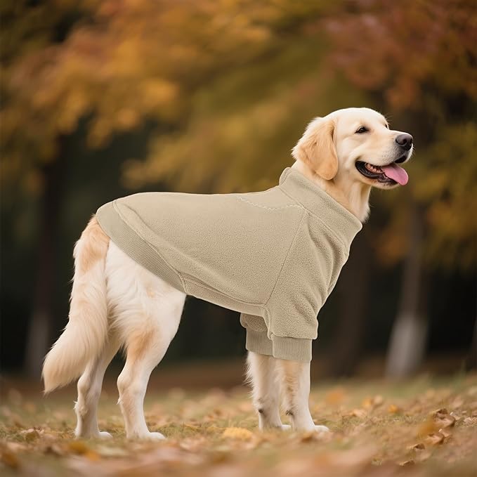 BRKURLEG Dog Sweater, Turtleneck Thick Dogs Sweatshirts Fleece Sweater, Dog Winter Coat for Small Medium Large Dogs, Pet Warm Sweaters with Zipper, Pullover Jacket with Sleeve (Light Coffee, XXXL)